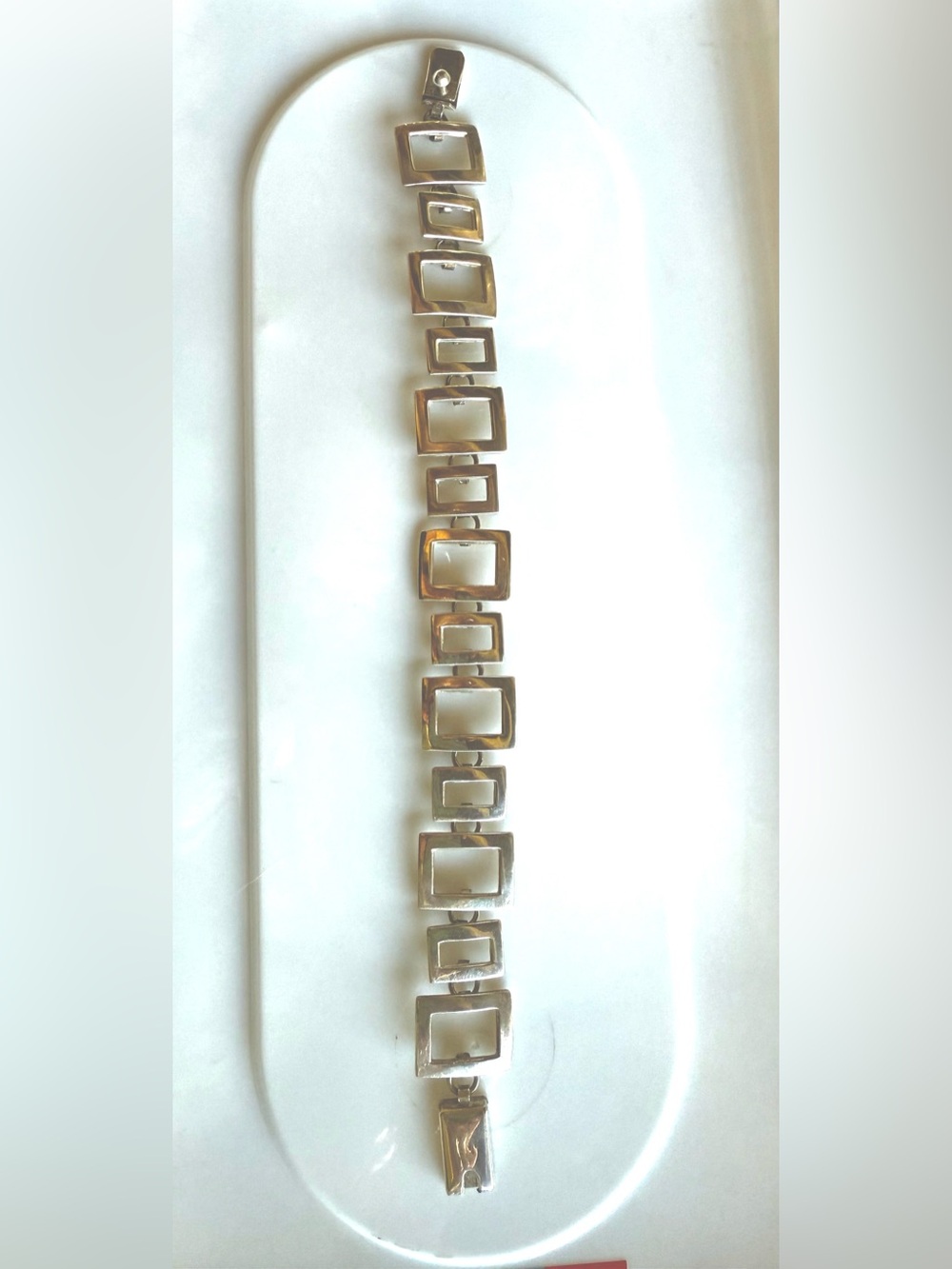 Vintage Mexico Modernist Geometric Link Bracelet Sterling Silver 925